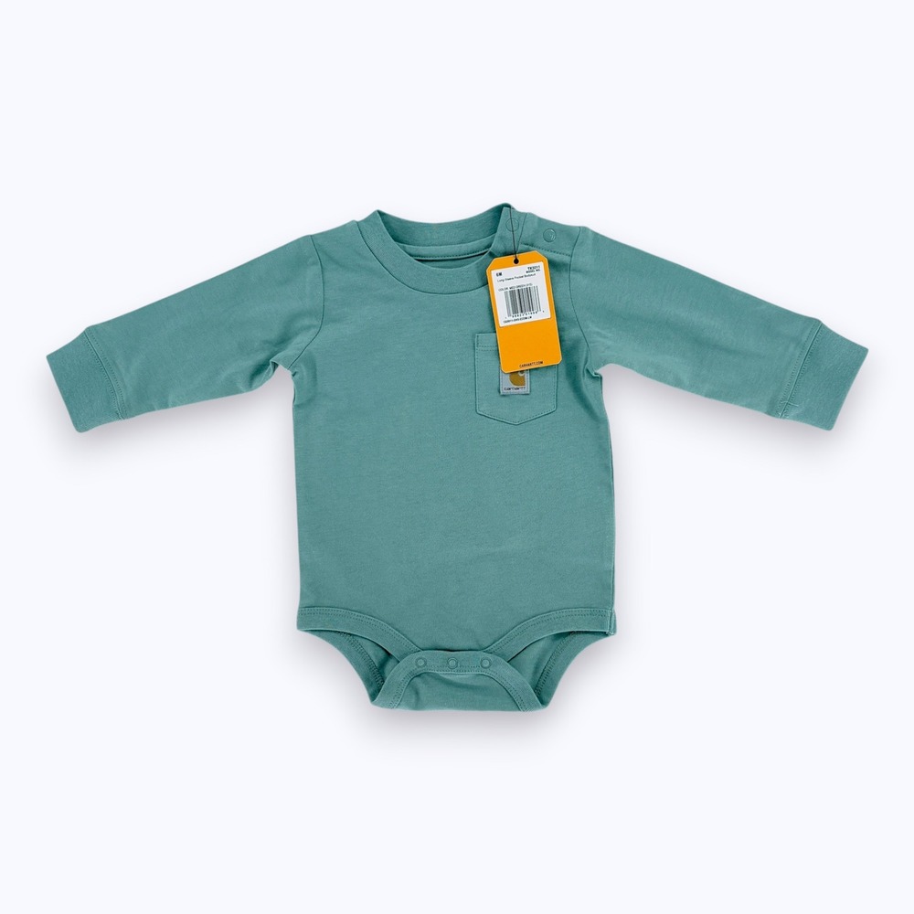 Carhartt Kids Long Sleeve Pocket Bodysuit 6M Med Green Basic NEW